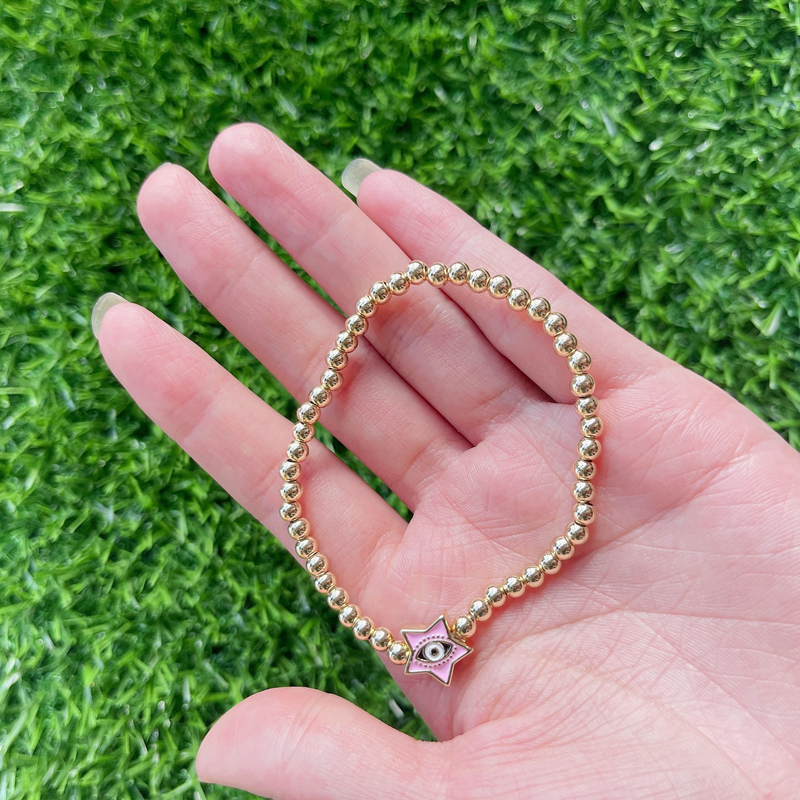 10Pcs bracelet copper beaded enamel star Shape