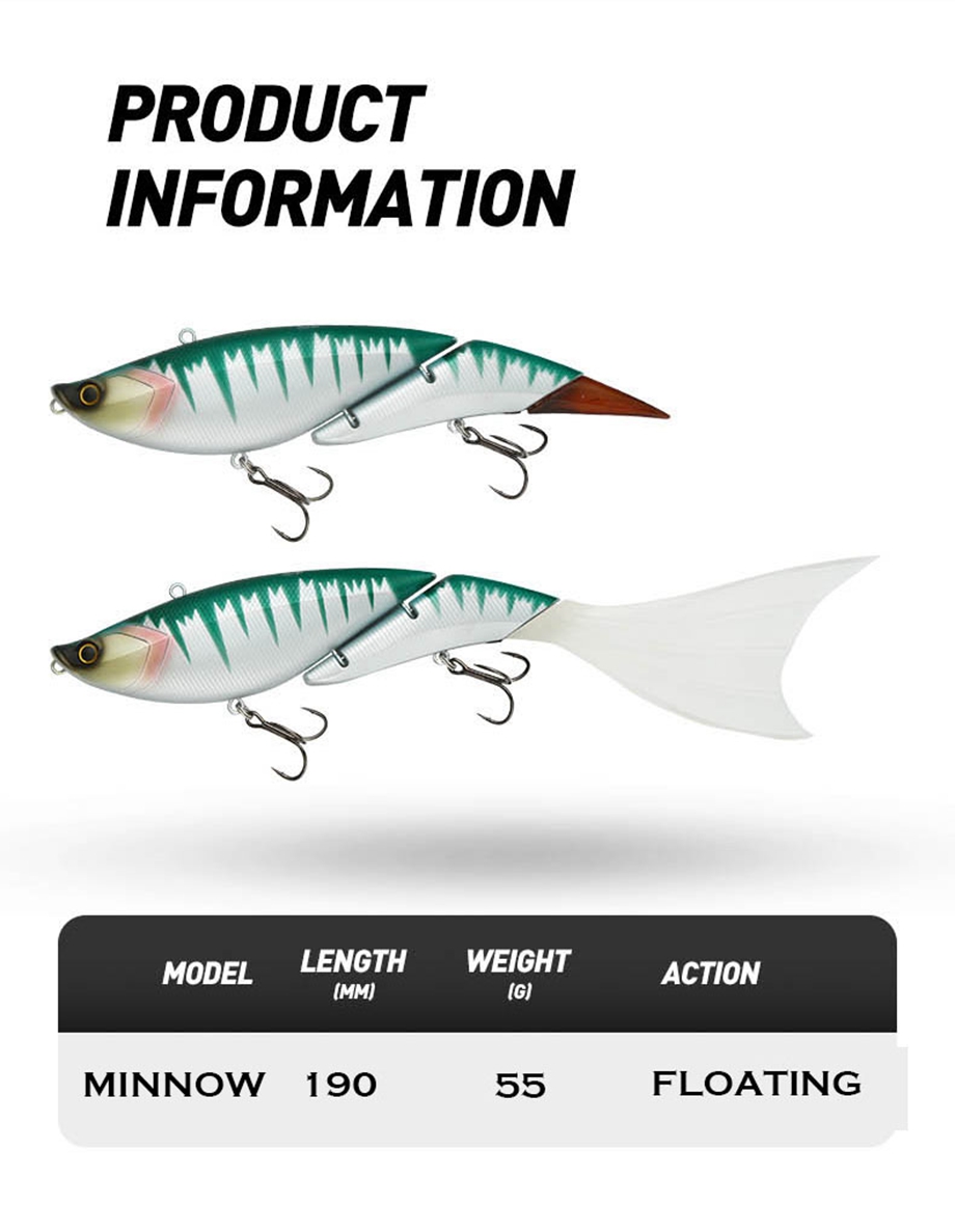 2 Joint SwimBait 190mm 55g Wobbler Floating Fishing Lure Big Bait For Fishing Accessories Fishing Lures For predator