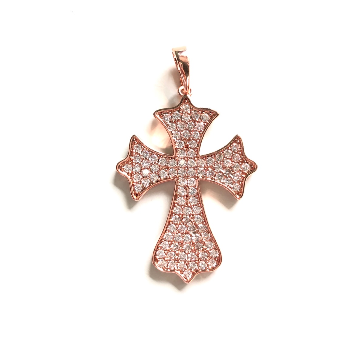 Zirconia Micro Pave Cross Charms Pendants Metal color: Clear on Rose Gold 
