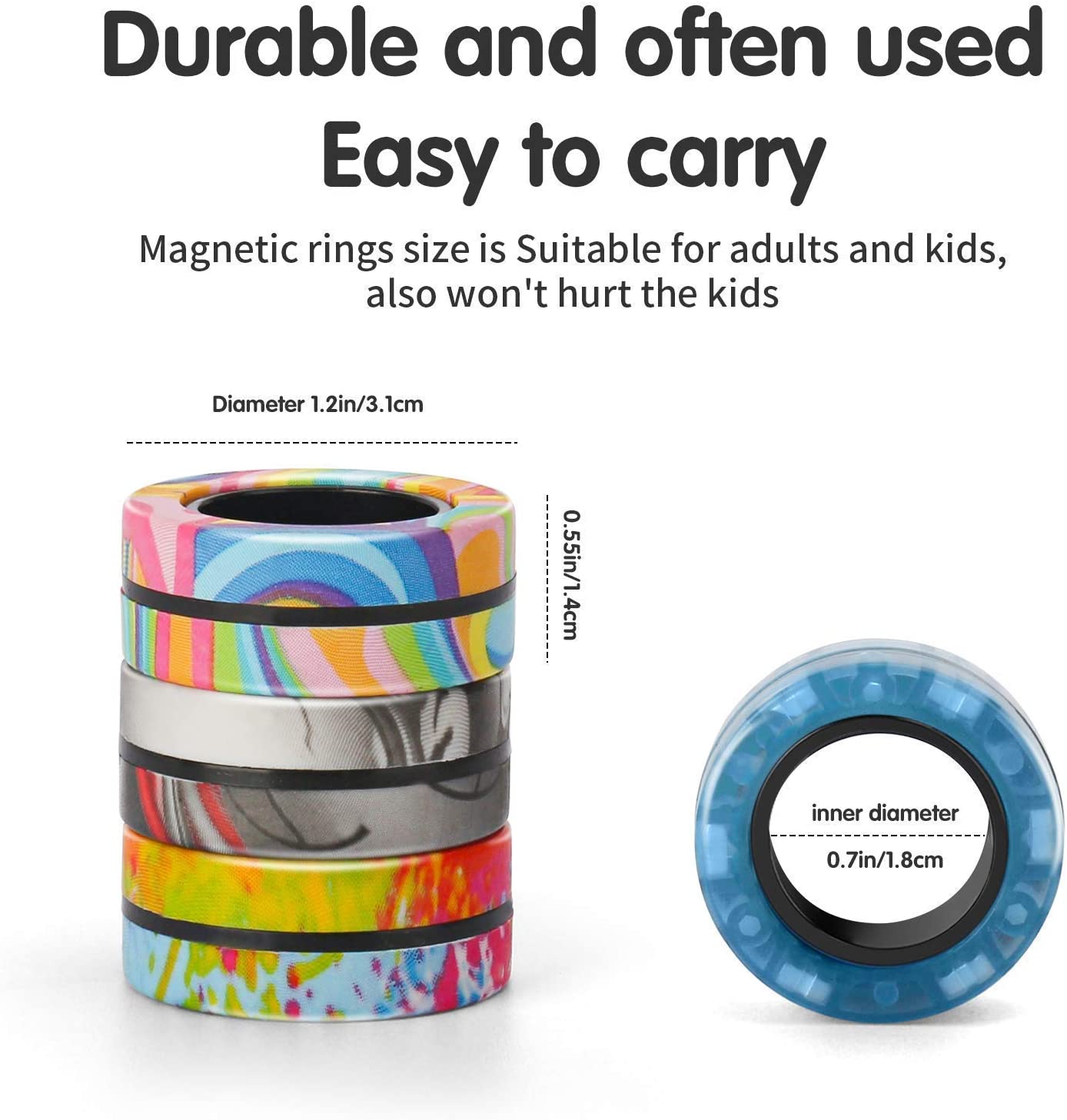 3pcs Colorful Finger Magnetic Rings