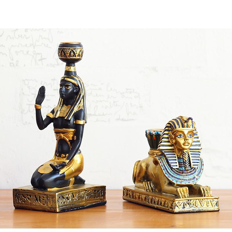 Ancient Egyptian Goddess Sphinx,Anubis Shape And Candleholder 