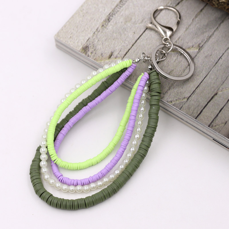 Bohemian Handmade Key Chain Multilayer Polymer Clay Pearl Color: K1707c 