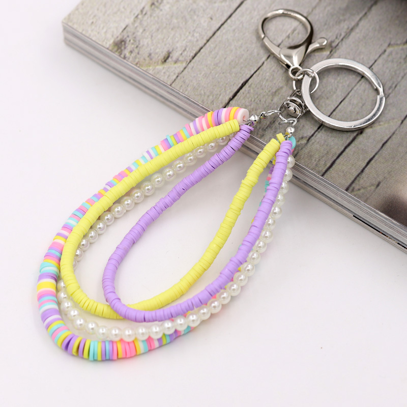 Bohemian Handmade Key Chain Multilayer Polymer Clay Pearl Color: K1707a 