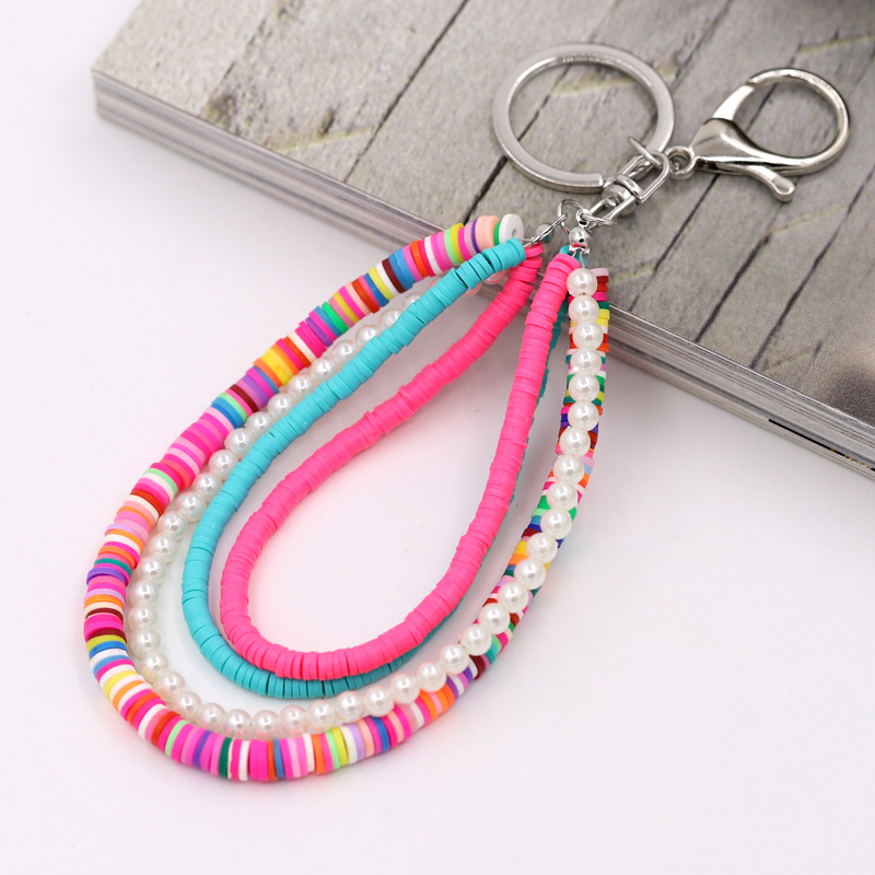 Bohemian Handmade Key Chain Multilayer Polymer Clay Pearl Color: K1707d 