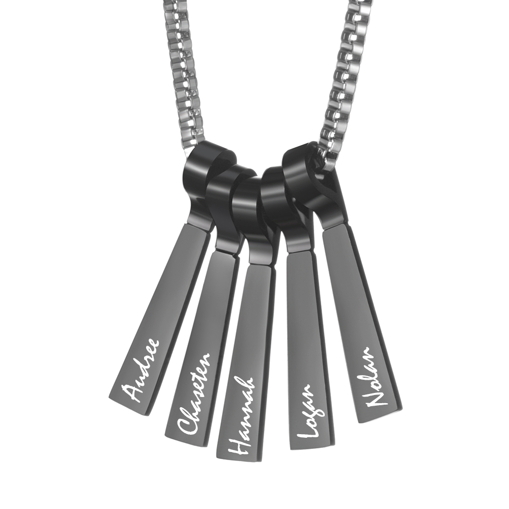 Custom Made Stainless Steel Xylophone Bar Necklace Family Names Personalized 