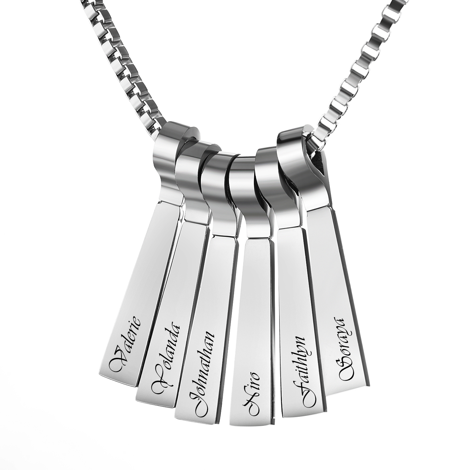 Custom Made Stainless Steel Xylophone Bar Necklace Family Names Personalized