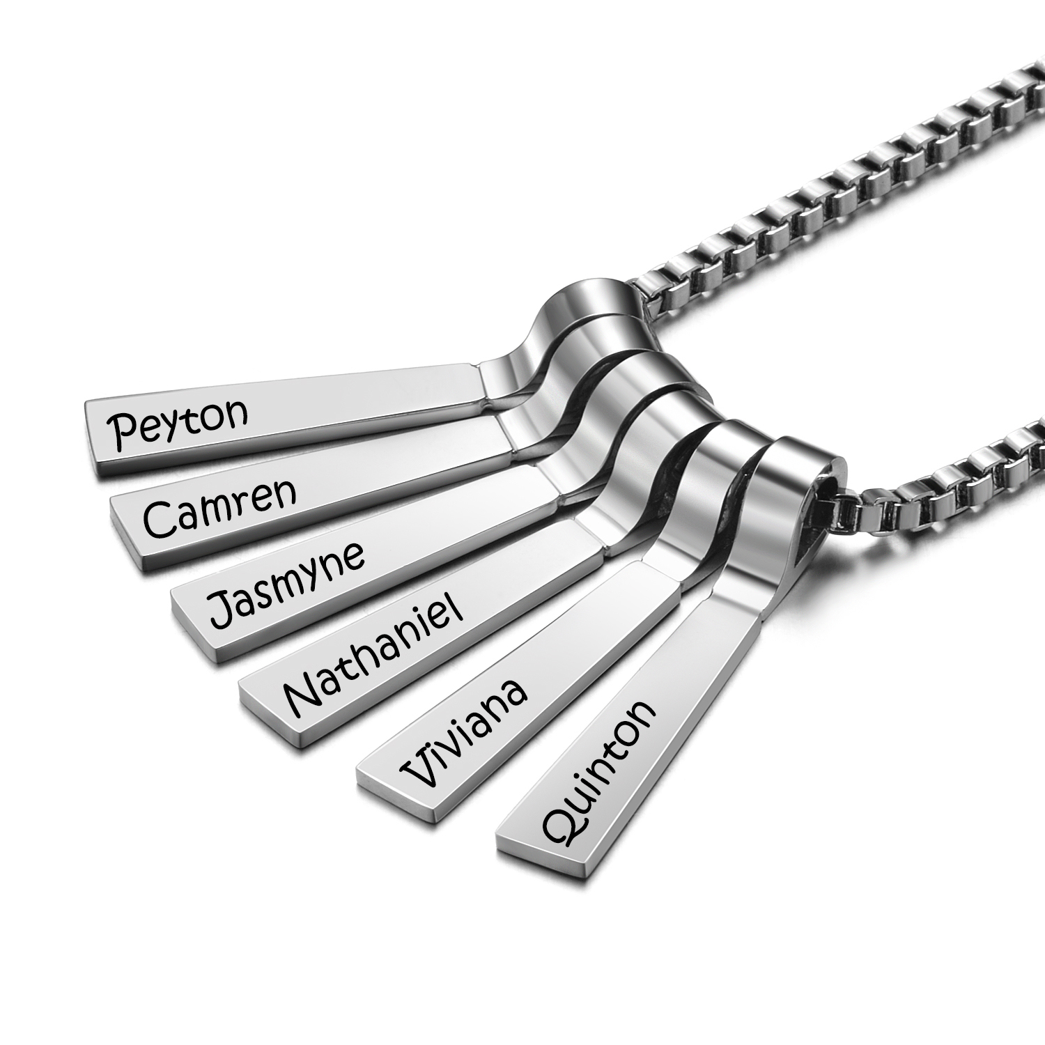 Custom Made Stainless Steel Xylophone Bar Necklace Family Names Personalized 