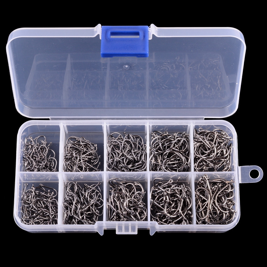 200/300/400/500/600PCS Fishing Hooks Set High Carbon Steel Barbed Fish Hook for Saltwater Freshwater Fishing Gear Fish Tackle