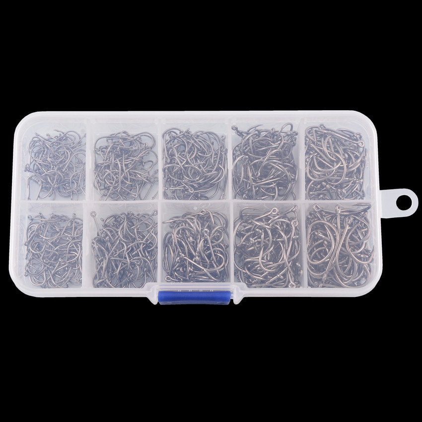 200/300/400/500/600PCS Fishing Hooks Set High Carbon Steel Barbed Fish Hook for Saltwater Freshwater Fishing Gear Fish Tackle