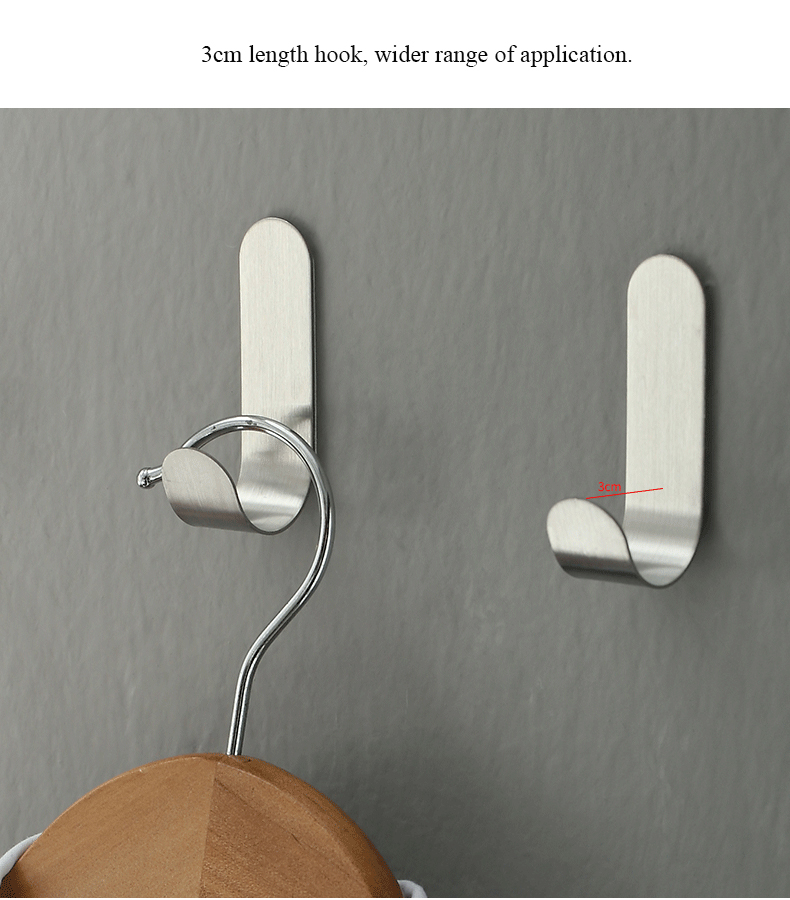 Kitchen items Stainless steel adhesive hook Bathroom gadgets self-adhesive hook Wall decoration hook for Towel keys Coat Handbag