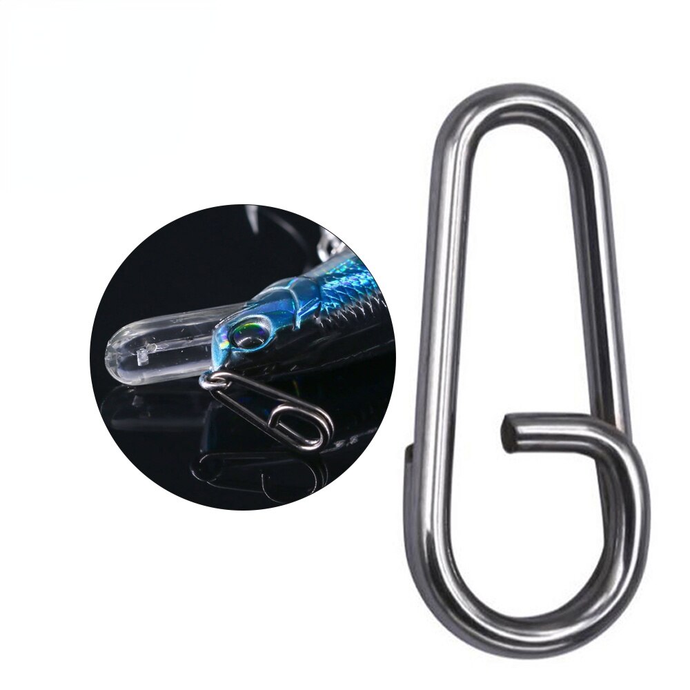 TIANNSII 50pcs Fishing Hook Snap Stainless Steel Bent Oval Split Rings with Fish Lure Fake Bait Swivel Snap Fishing Accessories