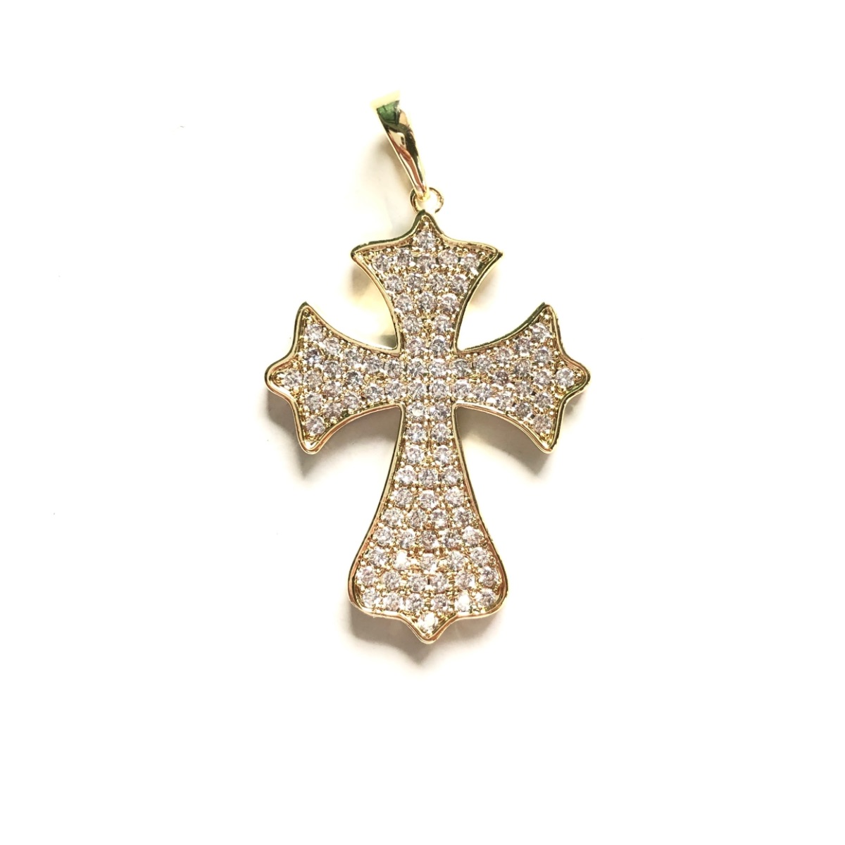 Zirconia Micro Pave Cross Charms Pendants Metal color: Clear on Gold 