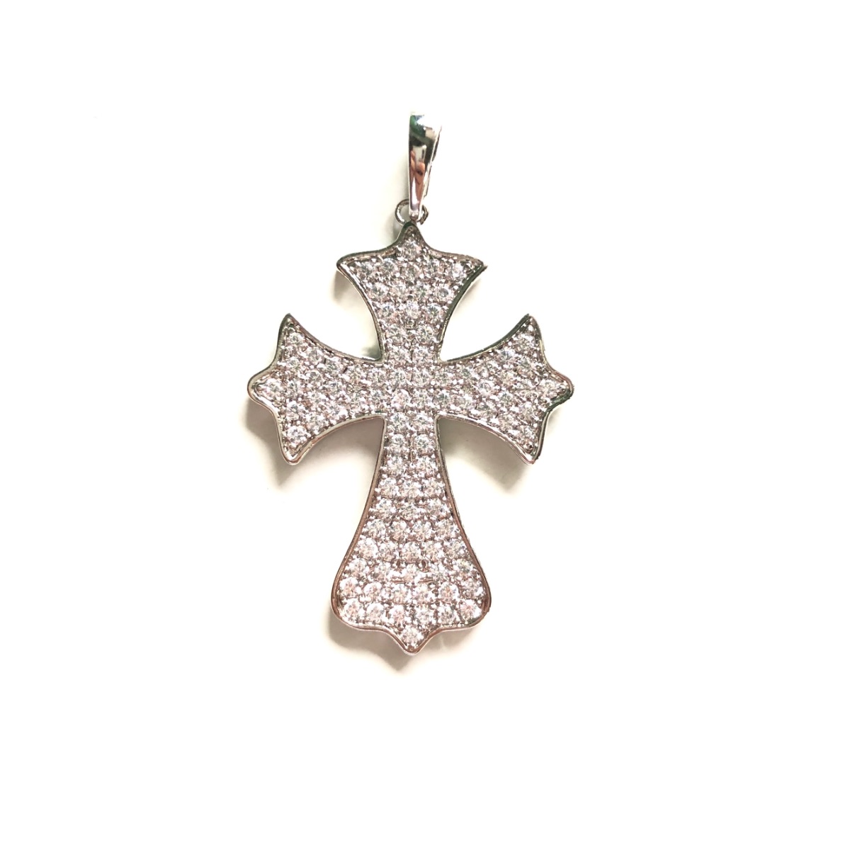 Zirconia Micro Pave Cross Charms Pendants Metal color: Clear on Silver 