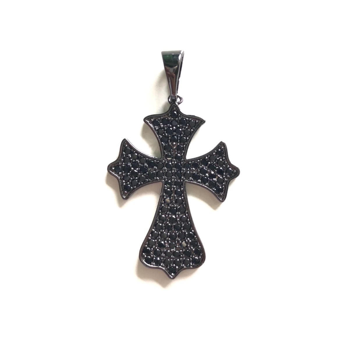 Zirconia Micro Pave Cross Charms Pendants Metal color: Black on Black 
