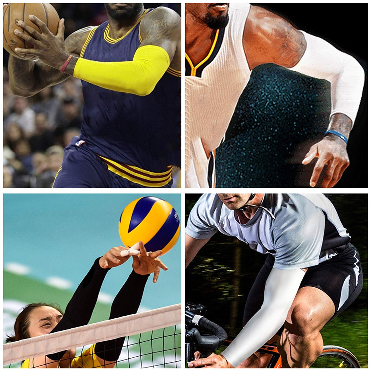 1 Pcs Unisex Summer Outdoor Sports Arm Warmer Compression Sleeve Basketball Cycling Running UV Protection Volleyball Arm Sleeve 