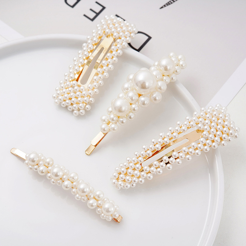 1 Set Flower Pearl Hair Clips For Women Fashion Acrylic Hairpins Hairgrips New Girl Hair Accessories Geometric Barrettes Jewelry