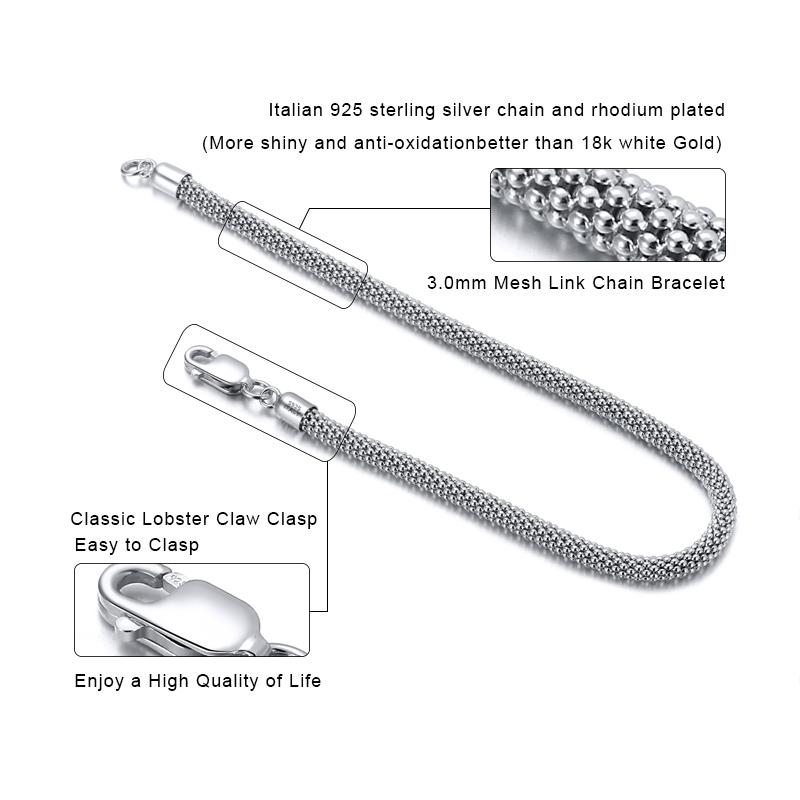 925 Sterling Silver Chain Bracelet for Men & Women 