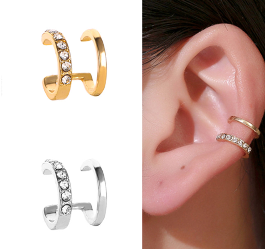 Fashion Gold Leaf Clip Earring For Women Without Piercing Puck Rock Vintage Crystal Star Ear Cuff Girls Jewelry Gifts