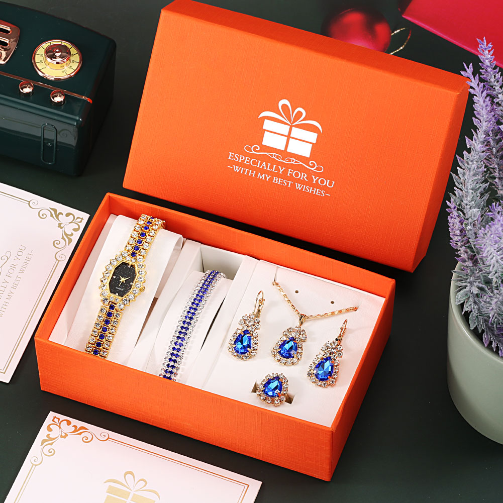 Luxury Fashion Women Watch Jewelry Sets High Grade Gift Box Ladies Quartz Watch Alloy Wristband Female Watches Present Set reloj