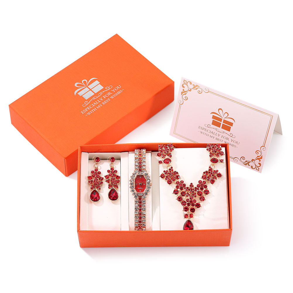 Luxury Fashion Women Watch Jewelry Sets High Grade Gift Box Ladies Quartz Watch Alloy Wristband Female Watches Present Set reloj