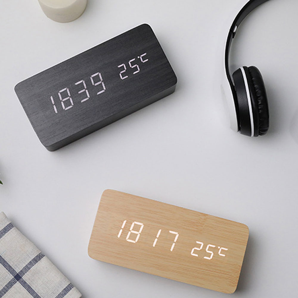 Mini Wooden Wall Clock Electronic Watch Desk Digital Despertador Alarm Moment Bedroom Decoration Table And Accessory Smart Hour 
