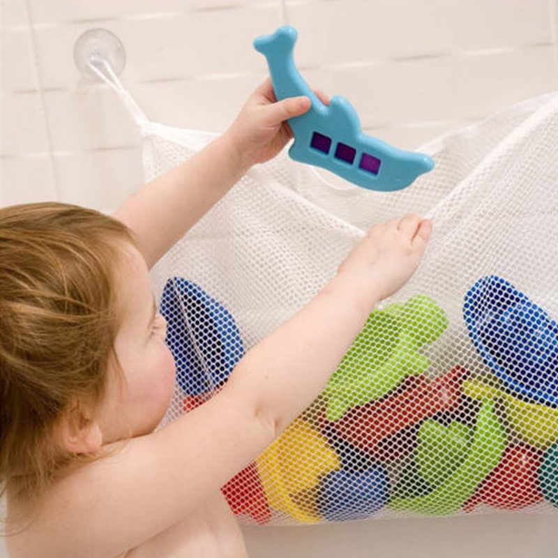 New Cartoon Yellow Duck Baby Bathroom Mesh Bag Sucker Design For Bath Toys Kids Animal Shapes Cloth Sand Toys Storage Net Bag