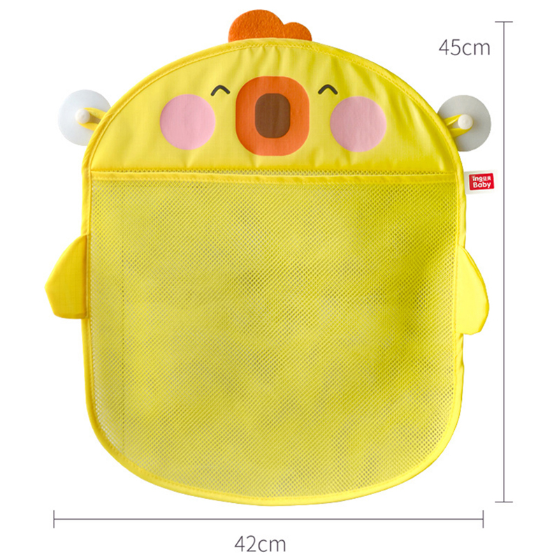 New Cartoon Yellow Duck Baby Bathroom Mesh Bag Sucker Design For Bath Toys Kids Animal Shapes Cloth Sand Toys Storage Net Bag 