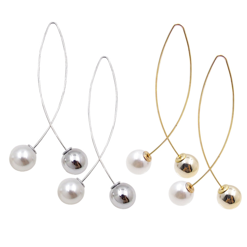 New Cross Imitation Pearl Earrings Long Simple Fashion Earrings Women Wedding Jewelry Boucles D'oreilles Pour Les Femmes