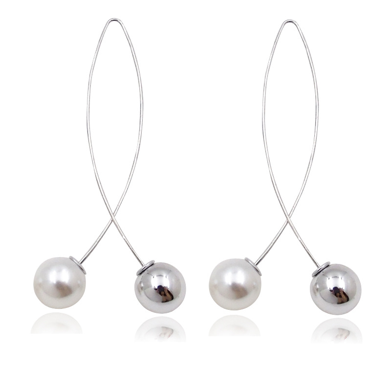 New Cross Imitation Pearl Earrings Long Simple Fashion Earrings Women Wedding Jewelry Boucles D'oreilles Pour Les Femmes