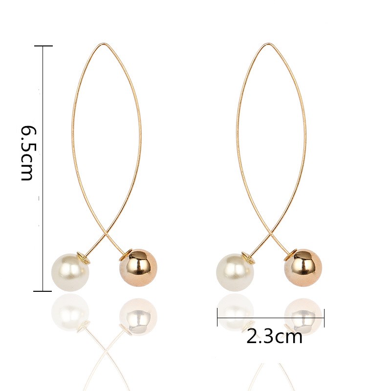 New Cross Imitation Pearl Earrings Long Simple Fashion Earrings Women Wedding Jewelry Boucles D'oreilles Pour Les Femmes 
