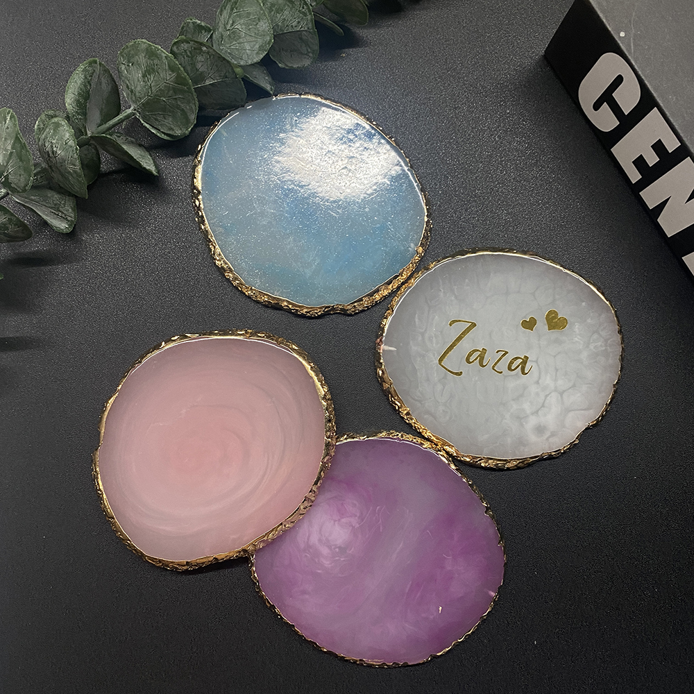 Personalized Agate Stone Tray Coasters Custom Jewelry Plate Holder Nails Art Display Shelf Wedding Birthday Party Bride Gift