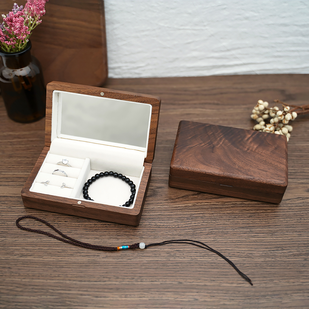 Travel Retro Wood box Wooden Jewelry Packing Case Wedding Ring Necklace Bracelet Organizer Women Men Display Box Gift for Couple