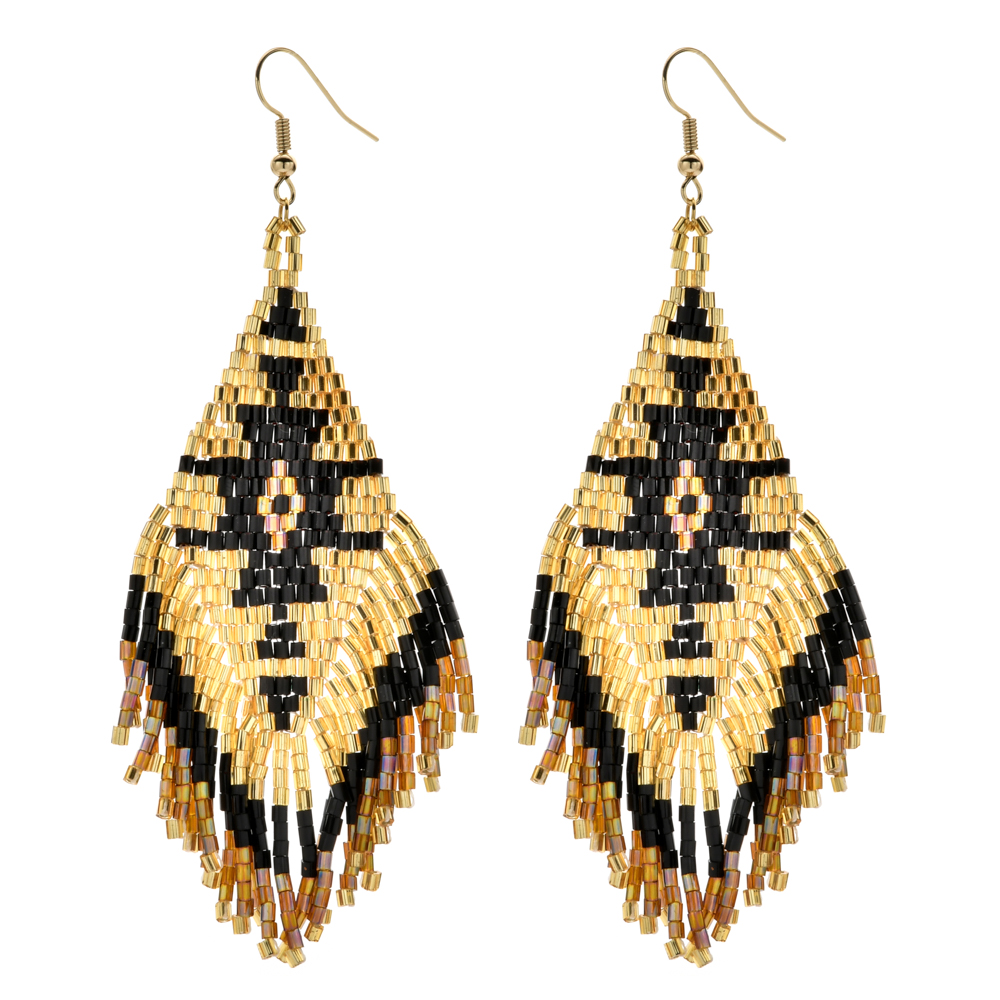ZMZY Bohemian Handmade Beaded Long Tassel Earrings For Women MIYUKI Bead Statement Dangle Earrings Ethnic Jewelry 