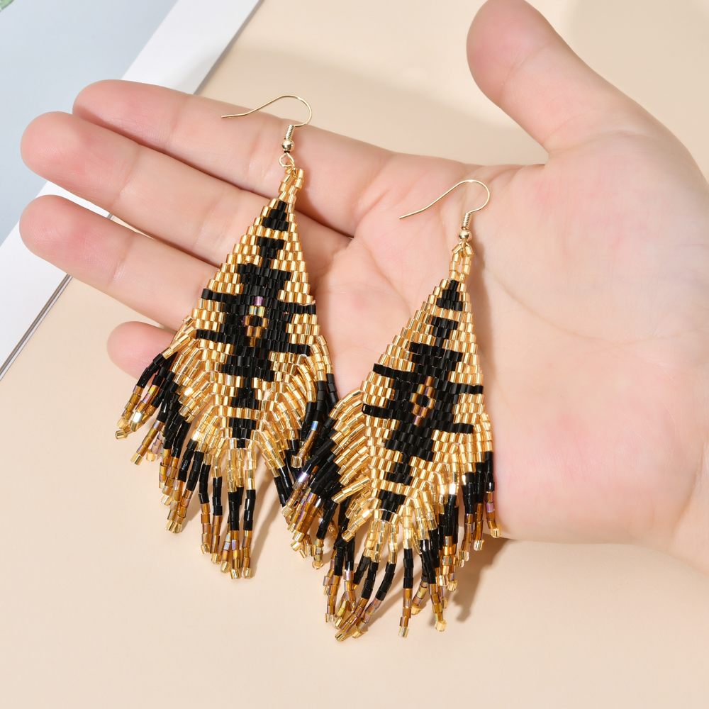 ZMZY Bohemian Handmade Beaded Long Tassel Earrings For Women MIYUKI Bead Statement Dangle Earrings Ethnic Jewelry