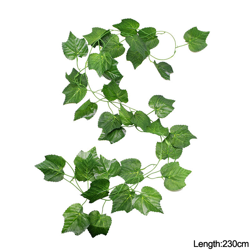 1Pc 230cm Green Vine Silk Artificial Ivy Hanging Leaf 
