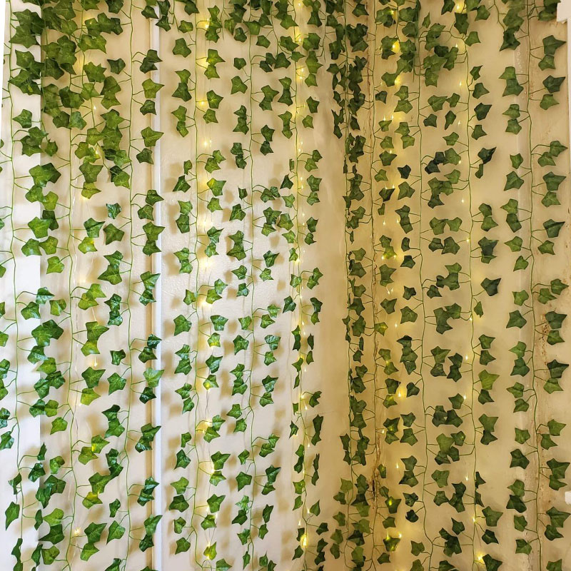 1Pc 230cm Green Vine Silk Artificial Ivy Hanging Leaf 