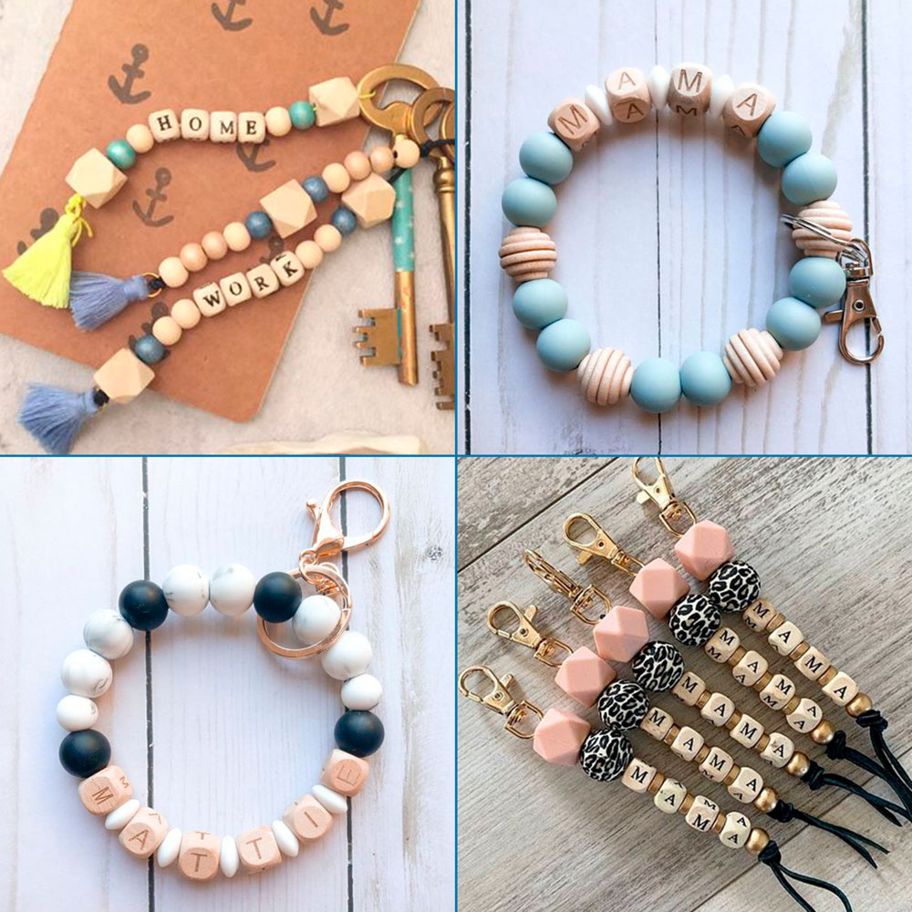 Wooden Alphabet Beads For Jewelry Making DIY 