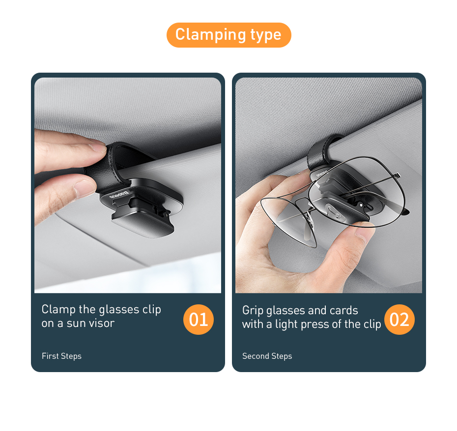 Baseus Car Eyeglass Holder Glasses Storage Clip For Audi Bmw Auto Interior Organize Accessories Car Sunglasses Holder
