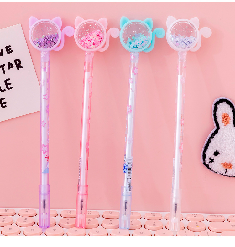 1pcs Kawaii Gel Pen School Office Supply Novel Creative Cat Glitter Recreation Cute Gel Pen Korean Stationery School Supplies