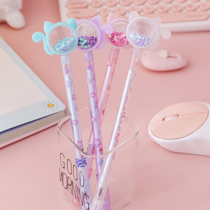 1pcs Kawaii Gel Pen School Office Supply Novel Creative Cat Glitter Recreation Cute Gel Pen Korean Stationery School Supplies 