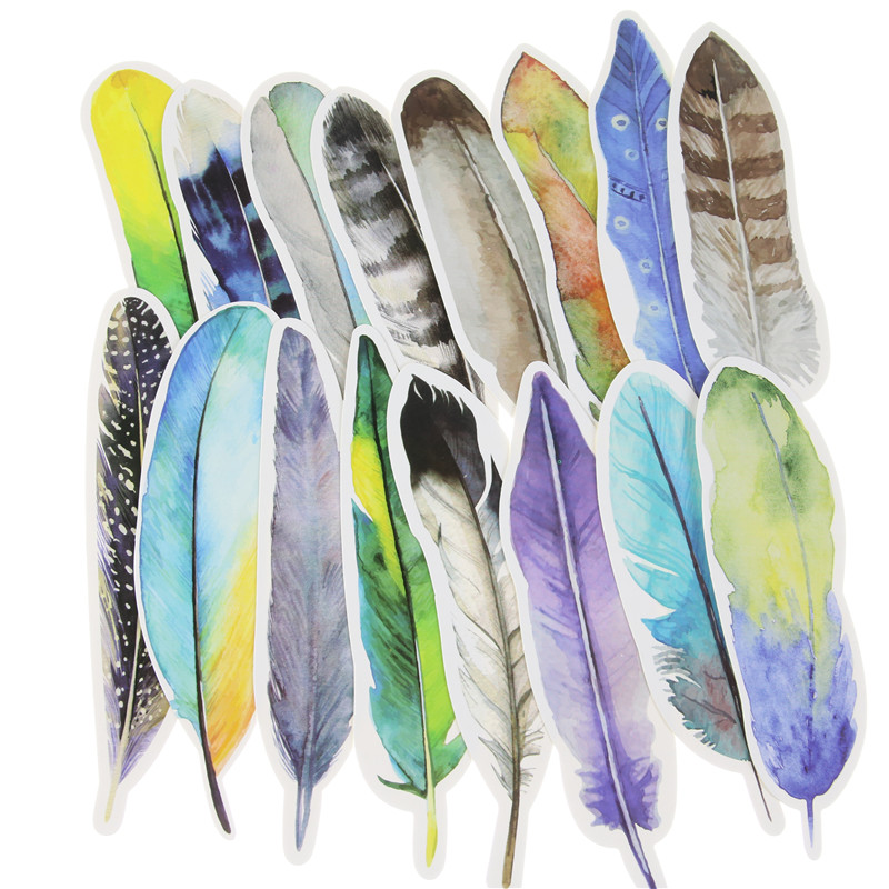 30pcs/Pack Cute Creative Colorful Feather Paper Bookmark Stationery Bookmarks Book Clip Office Accessories School Supplies 