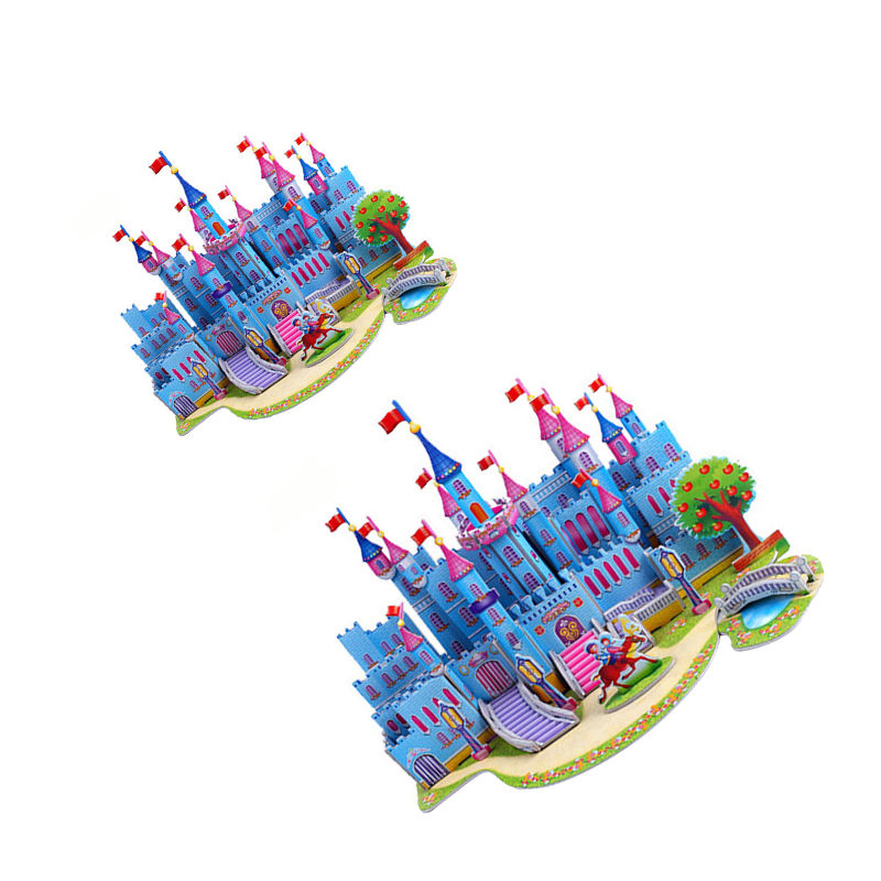 3D Jigsaw Blue Castle Buliding Blocks DIY Educational Hot Selling DIY Toys for Kids Children
