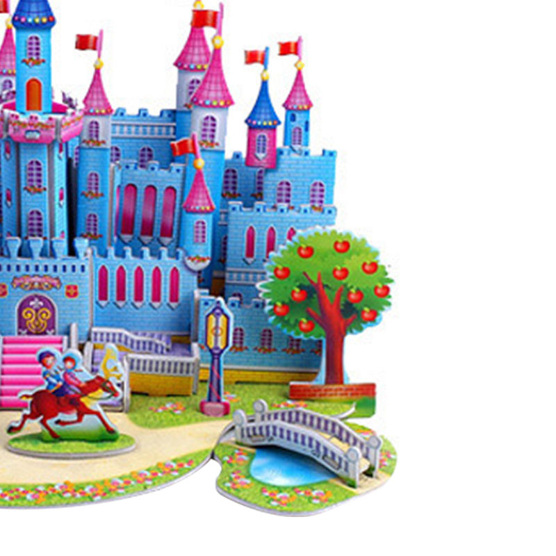 3D Jigsaw Blue Castle Buliding Blocks DIY Educational Hot Selling DIY Toys for Kids Children 