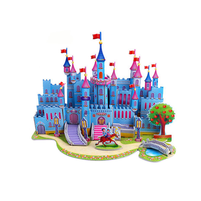 3D Jigsaw Blue Castle Buliding Blocks DIY Educational Hot Selling DIY Toys for Kids Children 