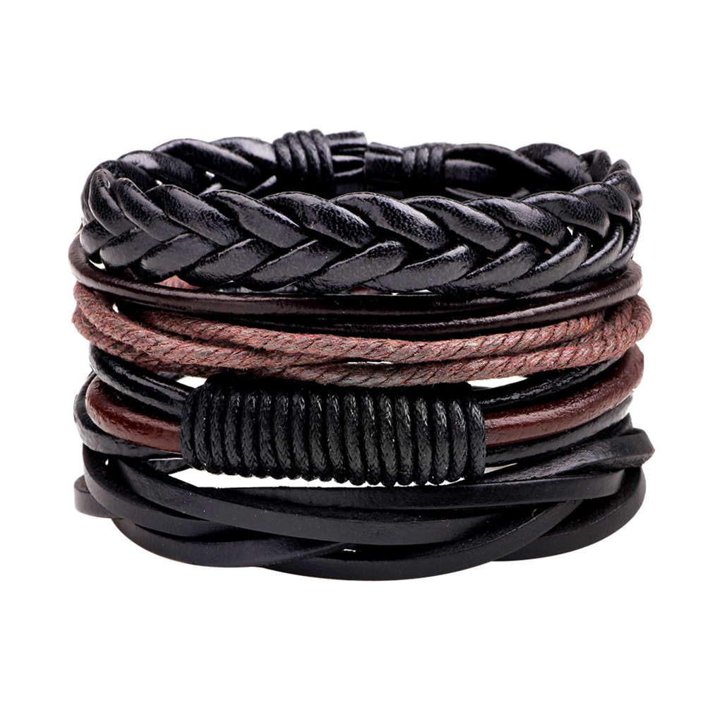 4/6Pcst Leather Woven Bracelet 