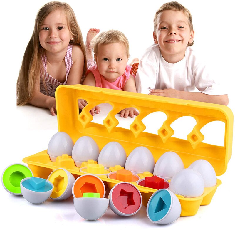 Baby Montessori Toys Egg Puzzle Games Kids Toys Color Shape Matching Eggs Educational Toys for Children 0-3 Years Old Boys Girls