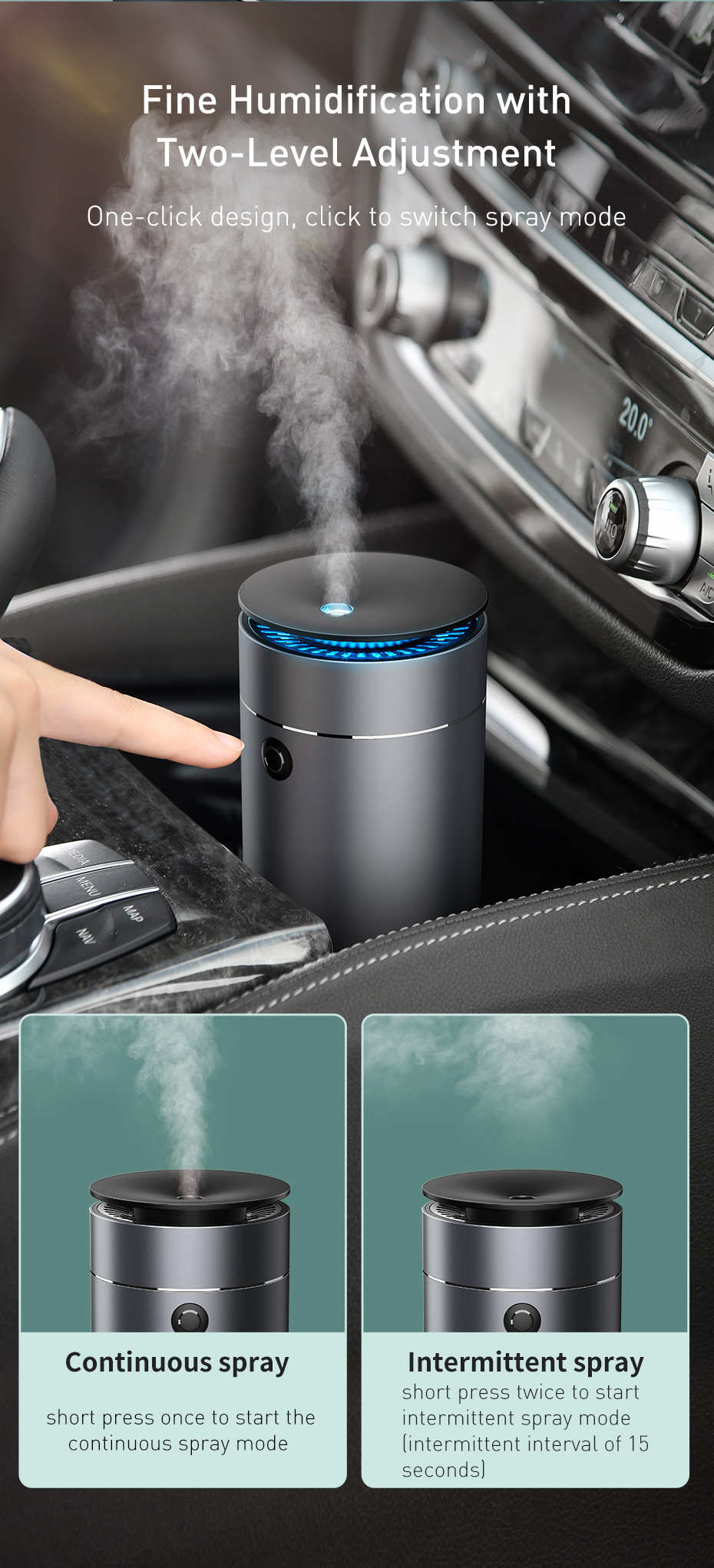 Baseus Car Air Humidifier Aroma Diffuser For Home Bedroom Car Air Freshener Essential Oil Diffuser Humidifier Sprayer Mist Maker