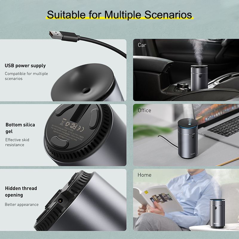Baseus Car Air Humidifier Aroma Diffuser For Home Bedroom Car Air Freshener Essential Oil Diffuser Humidifier Sprayer Mist Maker 