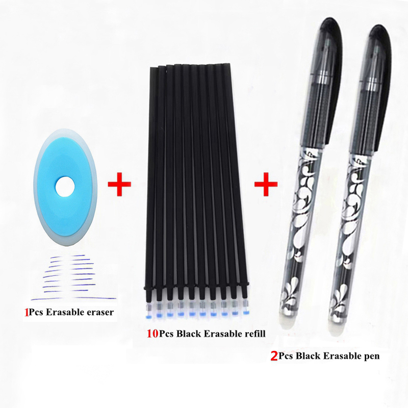 Erasable Pen Set Blue Black Color Ink Writing Gel Pens Washable handle Rod for School Office Stationery Supplies Exam Spare