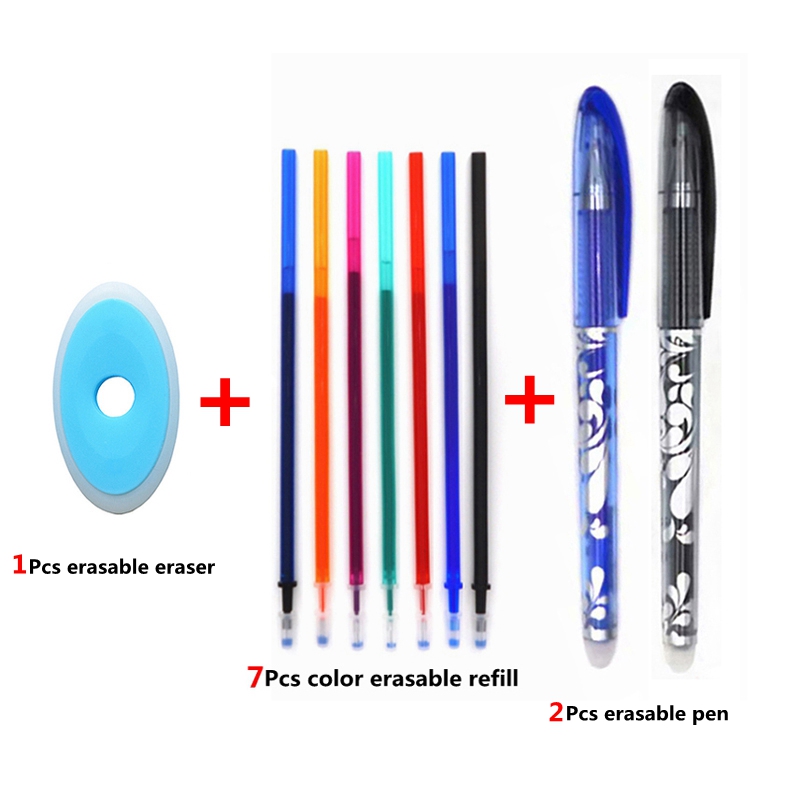Erasable Pen Set Blue Black Color Ink Writing Gel Pens Washable handle Rod for School Office Stationery Supplies Exam Spare